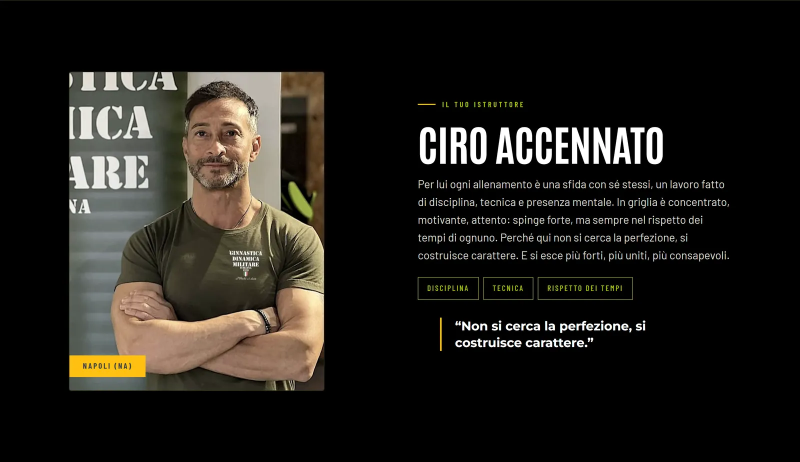 Prezentarea instructorului, aici Ciro Accennato la Napoli
