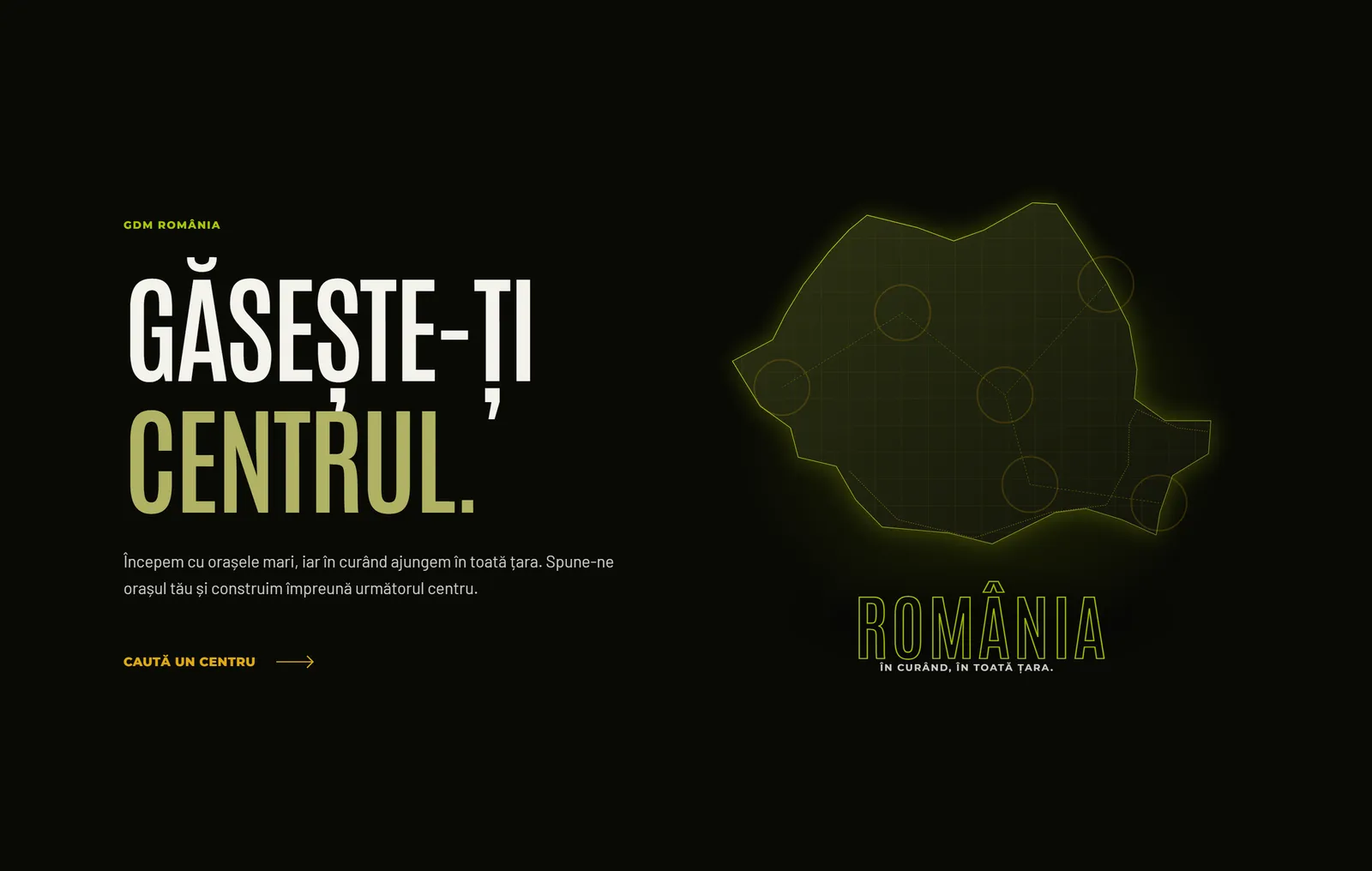 The section for finding your centre, with the outline of Romania